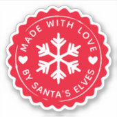 サンタさんの愛で作ったスノーフレーク小妖精や小人 シール (正面)