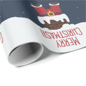 サンタさんの煙突に突き刺さったメリークリスマス ラッピングペーパー (ロールコーナー)