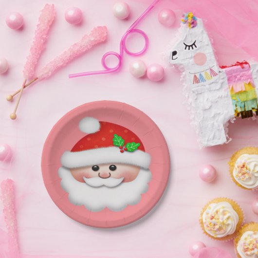 サンタさんの顔でメリークリスマス子供へ ペーパープレート (パーティー)