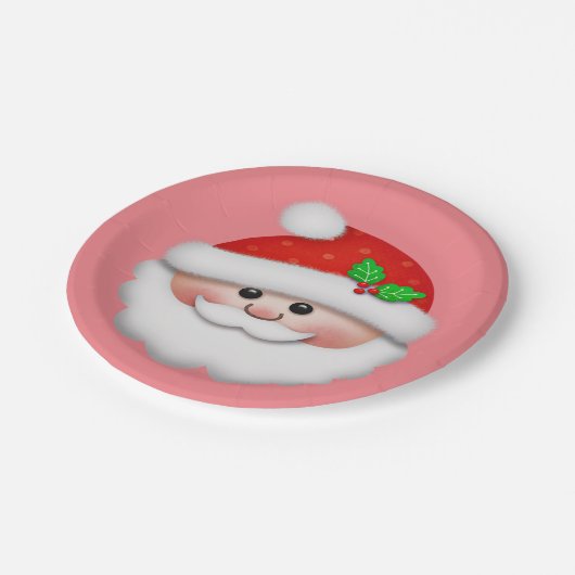 サンタさんの顔でメリークリスマス子供へ ペーパープレート (アングル)