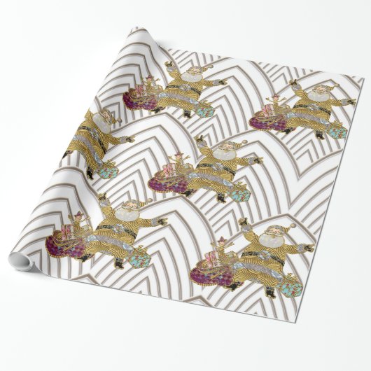 サンタさんはクリスマスに向かっている ラッピングペーパー (アンロールド)