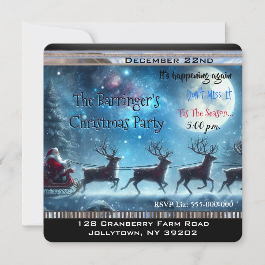 サンタさんはクリスマスの引っ越しパーティー 招待状 (正面)