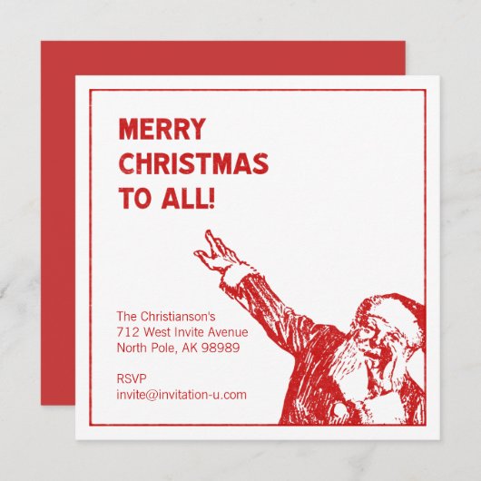 サンタさんは言う。「みんなに聖降誕祭お目出とう！」 パーティー 招待状 (正面/裏面)