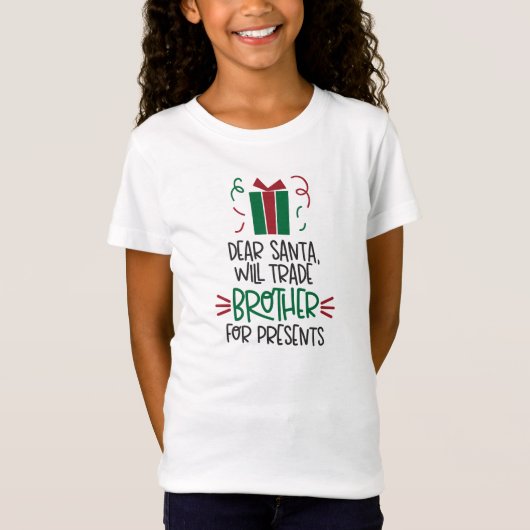 サンタさんへおねだり女の子のクリスマスTシャツ Tシャツ (正面)