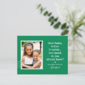 サンタさんへのお願い 編集可能なカラー ホリデー カード ポストカード (スタンド正面)