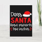 サンタさんへの愛が詰まったTシャツ 兄弟お揃いの家族クリスマス カード (正面)