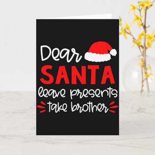 サンタさんへの愛が詰まったTシャツ 兄弟お揃いの家族クリスマス カード (黄色い花)