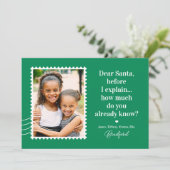 サンタさんへの願い 編集可能カラー クリスマス フォト カード (スタンド正面)