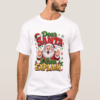 サンタさんへ説明できます おもしろクリスマスTシャツ Tシャツ