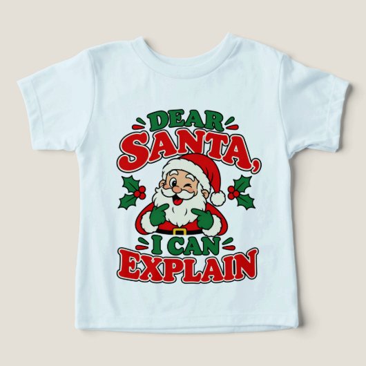 サンタさんへ説明できます キッズTシャツ (デザイン正面)