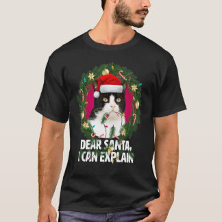 サンタさんへ 子猫 黒 白 なかよし クリスマス Tシャツ