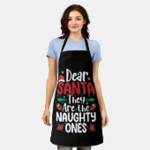 サンタさんへ、彼らはいたずらっ子です Christmas Matchin エプロン (着用した状態)