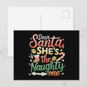 サンタさんへ、悪いのは彼女だ おもしろクリスマス シーズンポストカード (正面/裏面)