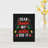 サンタさんへ 私の姉がやったのよ 面白いクリスマスパジャマ カード (黄色い花)
