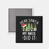 サンタさんへ 私の姪がやりました おもしろクリスマスの引用句 マグネット (正面/裏面)