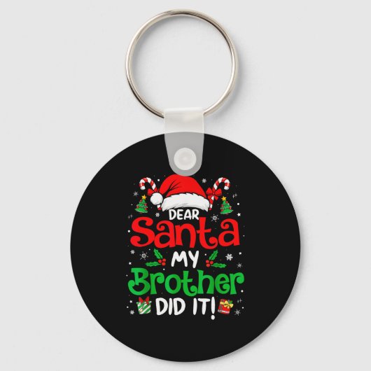 サンタさんへ 私の弟の仕業です 面白いクリスマスの少年たち  キーホルダー (正面)