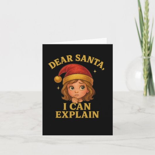 サンタさんへ、説明させてくださいね Funny Christmas Design  カード (正面)