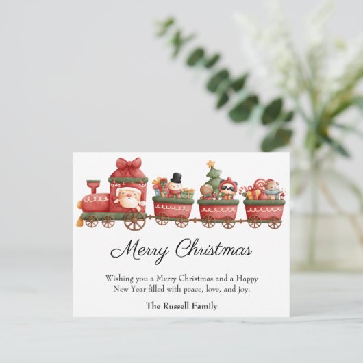 サンタさんや友人と電車で行く シーズンポストカード (スタンド正面)
