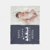 サンタさんストップここクリスマス伝統的写真 フリースブランケット (正面)