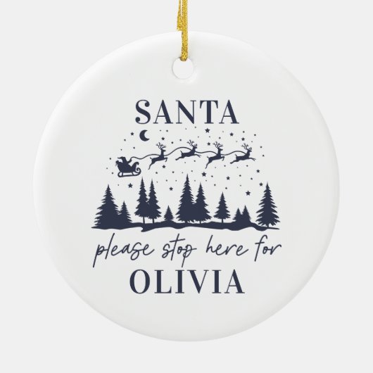 サンタさんストップはクリスマスに来て伝統的ね セラミックオーナメント (裏面)