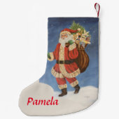 サンタさんスノーアクリルのおもちゃ絵画入り スモールクリスマスストッキング (裏面)