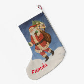 サンタさんスノーアクリルのおもちゃ絵画入り スモールクリスマスストッキング (裏面 (吊り時))