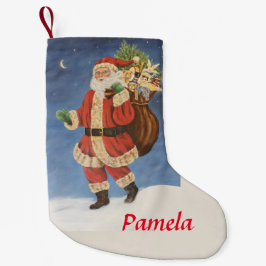 サンタさんスノーアクリルのおもちゃ絵画入り スモールクリスマスストッキング
