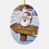 サンタさんセラミックのクリスマスデコを呼んでください セラミックオーナメント (正面)