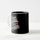 サンタさん交渉しよう Funny Christmas Gift ツートーンマグカップ (正面左)
