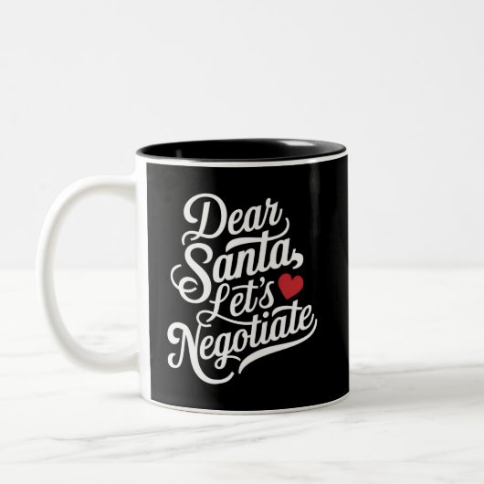 サンタさん交渉しよう Funny Christmas Gift ツートーンマグカップ (左)
