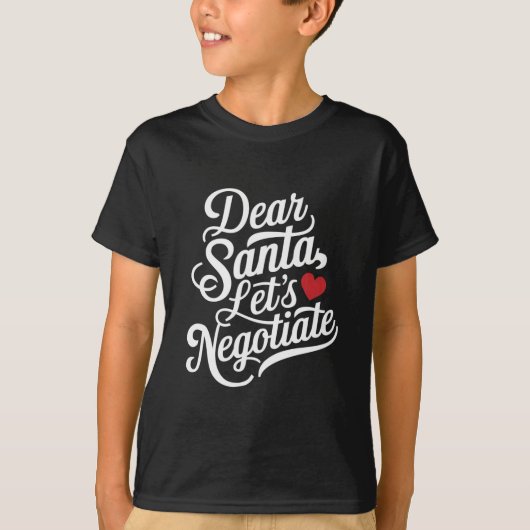サンタさん交渉しよう Funny Christmas Gift  Tシャツ (正面)