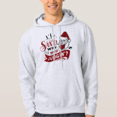 サンタさん判断する理由 – クリスマスおもしろい祭 パーカ (正面)