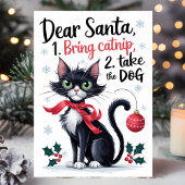 サンタさん猫草お願いします 面白い猫のクリスマス シーズンカード