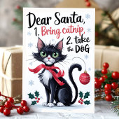 サンタさん猫草お願いします 面白い猫のクリスマス シーズンカード