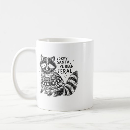 サンタさん私はフェラルおもしろいクリスマスSラック コーヒーマグカップ (左)