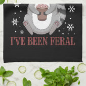 サンタさん私はフェラル・クリスマス・ラクーンだった キッチンタオル (折り畳み)