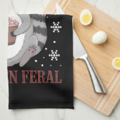 サンタさん私はフェラル・クリスマス・ラクーンだった キッチンタオル (四つ折り)