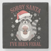 サンタさん私はフェラル・クリスマス・ラクーンだった ストーンコースター (正面)