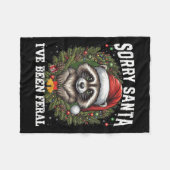 サンタさん私はフェラル・クリスマス・ラクーン・ファンだった フリースブランケット (正面(横))