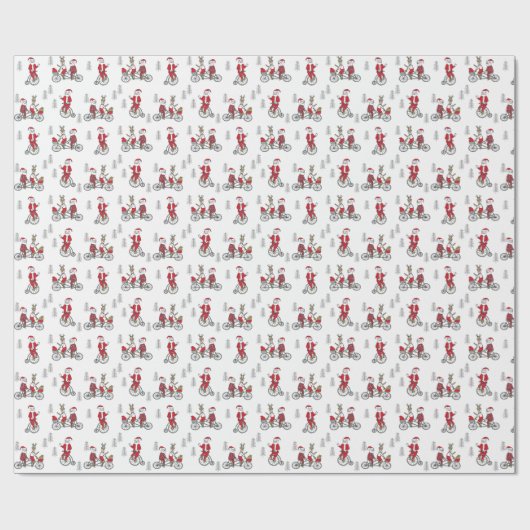 サンタさん自転車に乗ってかわいい子どもたちのノベルティ ラッピングペーパー (フラット)