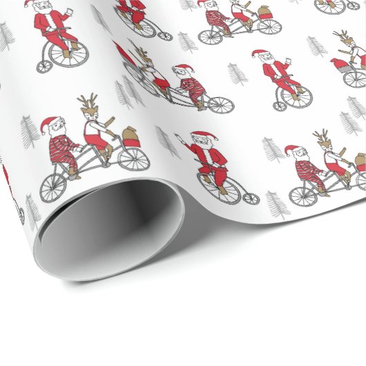 サンタさん自転車に乗ってかわいい子どもたちのノベルティ ラッピングペーパー (ロールコーナー)