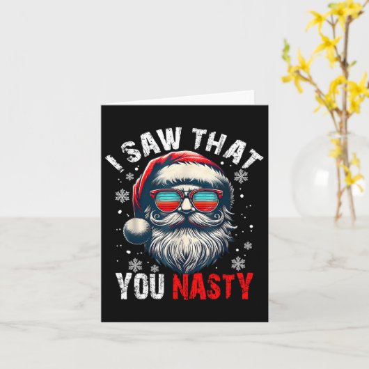 サンタさん、あの変なこと見ちゃったよ サンタさん、あの変なこと見ちゃった 面白いサンタ カード (黄色い花)