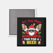 サンタさん クリスマスにビールが一番!面白Tシャツ マグネット (正面/裏面)
