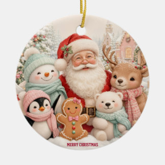 サンタさん、ペンギン、クマ、トナカイと可愛いクリスマス セラミックオーナメント