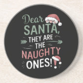 サンタさん、彼らはいたずらっ子です クリスマス コースター (正面)