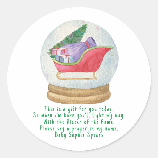 サンタさん。祈りの言葉キャンドルラベル ラウンドシール (正面)