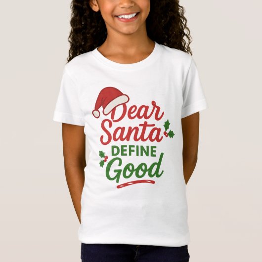 サンタさん「良い子」の定義を教えて！クリスマス Tシャツ (正面)