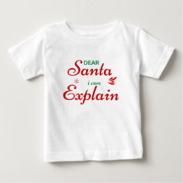 「サンタさん、説明できます」 可愛いホリデーグッズ ベビーTシャツ