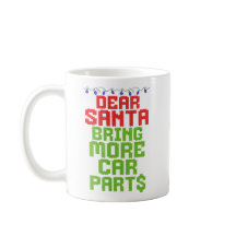 サンタさん、車のパーツをもっと持ってきて! クリスマスのおもしろTシャツ