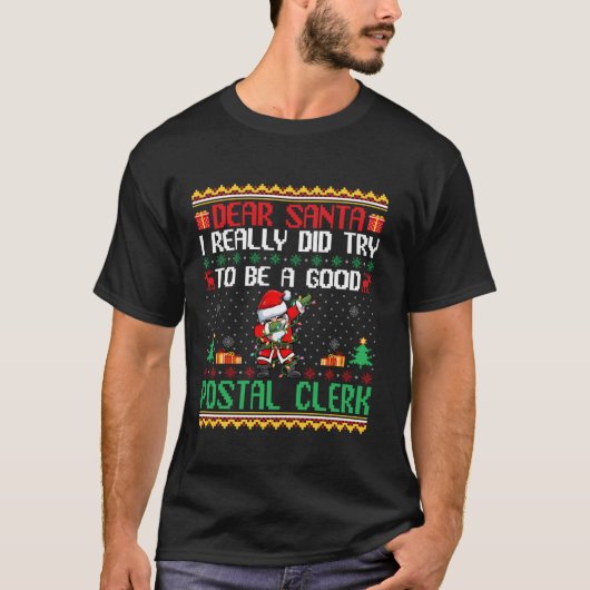 サンタさん、郵便局員のクリスマさんになってみるおもしろい Tシャツ (正面)